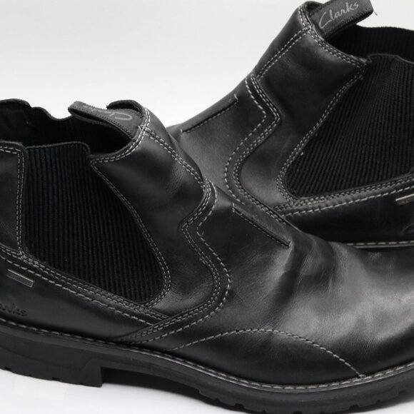 Clarks Men's Morris Easy Chelsea Boot Black Leather Size 12 M - Picture 2 of 4
